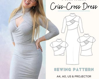 Manila Bodycon Dress or Crop Top | Easy Beginner PDF Sewing Pattern | A0, A4, US, Projector + Tutorial | Made for jersey & knit fabric