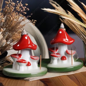 Mushroom Backflow Incense Holder, Waterfall Incense Holder, Meditative Incense, Aromatherapy, Mountain Incense Holder, Nature Zen Decor
