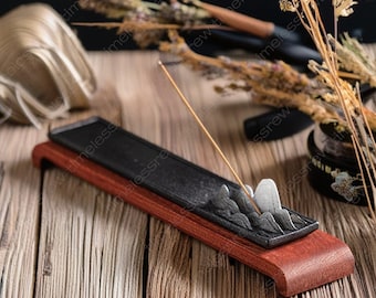 Porta incenso in ceramica fatto a mano a forma di montagna, porta incenso artigianale minimalista colorato ed elegante, brucia incenso, regalo di meditazione per lei.