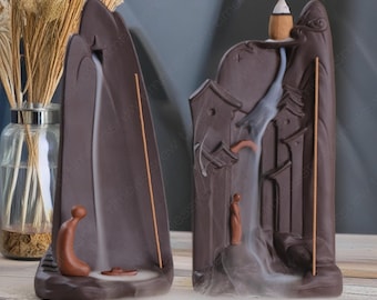 Montagna di incenso in ceramica, porta incenso, bruciatore a riflusso, arredamento per la casa, ornamento in ceramica, vita zen, regalo fatto a mano, porta incenso fatto a mano