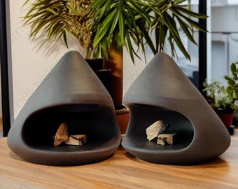 Ceramic Incense Burner Holy Wood Tray Holder,Ceramic Textured Chimney, Brown Ceramic Palo Santo Holder，Ceramics Incense Holder, Home Decor