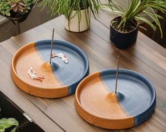 Porta incenso in ceramica, statua di gatto, arredamento per la casa, arredamento per la scrivania, regalo per gli amanti degli animali, regalo fatto a mano, porta incenso fatto a mano