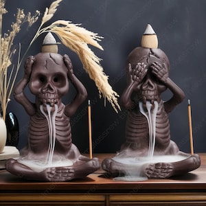 Skull Incense Burner, Waterfall Incense Holder, Meditative Incense, Aromatherapy, Mountain Incense Holder, Nature Zen Decor