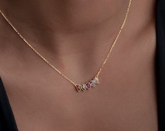 Sterling Silver Family Birthstone Necklace: Personalized Mother's Jewelry