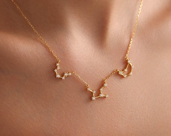 Sterling Silver Family Zodiac Necklace: Personalized Constellation Star Sign