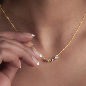 Collier de famille personnalisé en argent sterling avec pierres de naissance, bijoux pour maman