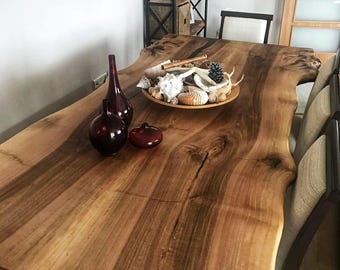 Live Edge Walnut Dining Table, Handmade Solid Wood Kitchen Furniture
