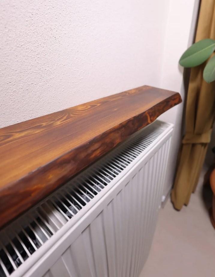 Walnut Radiator Table Top Live Edge Walnut Floating Shelf – Solid Wood Wall Shelf, Rustic Custom ...