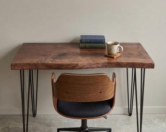 Handmade Walnut Desk, Custom Solid Wood Office Table, Artisan Crafted Workspace