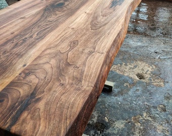 Custom Live Edge Walnut Dining Table: Solid Wood Kitchen & Living Room Furniture