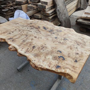 Mappa burl wooden dining table, natural mazel wood table, live edge kitchen table