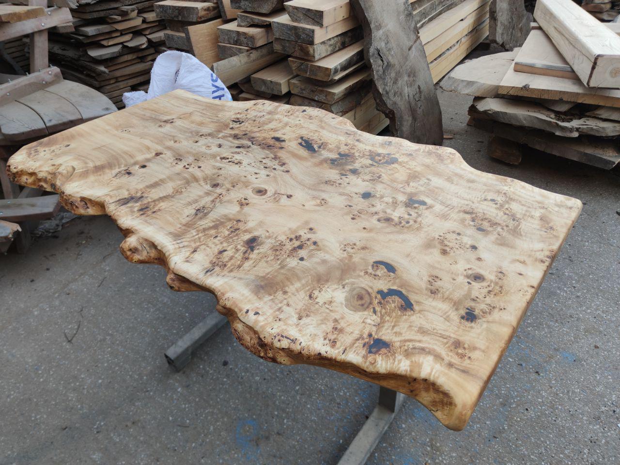 Mappa Burl Wood Dining Table: Natural Live Edge Kitchen Table