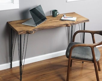 Live edge walnut desk,computer desk, reclaimed walnut wood Office Desk, solid wood office desk