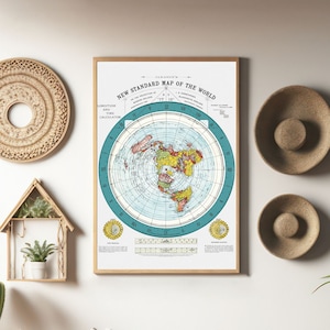 Vintage Stil Flache Erde Weltkarte – 50x70 cm für dein Büro oder Wohnzimmer