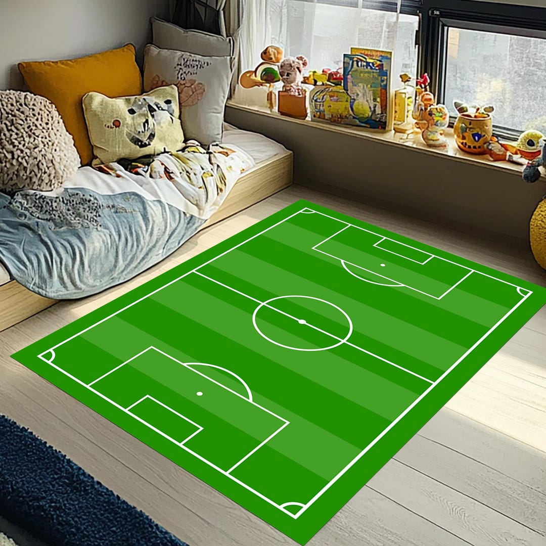 Green Soccer Field, Football Field Rug, Football Play Rug, Play Rug ...