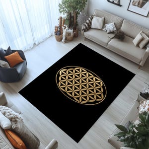 Flower of Life Rug, Spiritual Rug, Sacred Geometry Decor Rug, Area Rug, Modern Rug, Popular Rug, Living Room Rug, Floor Rug