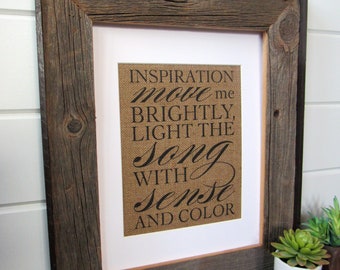 INSPIRATION MOVE me BRIGHTLY- burlap or canvas art print