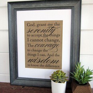 SERENITY PRAYER - burlap or canvas art print image 3