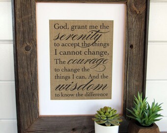 SERENITY PRAYER - burlap or canvas art print