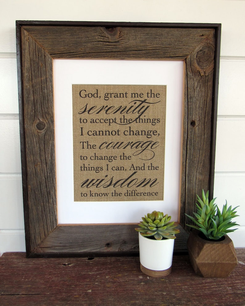 SERENITY PRAYER - burlap or canvas art print image 1