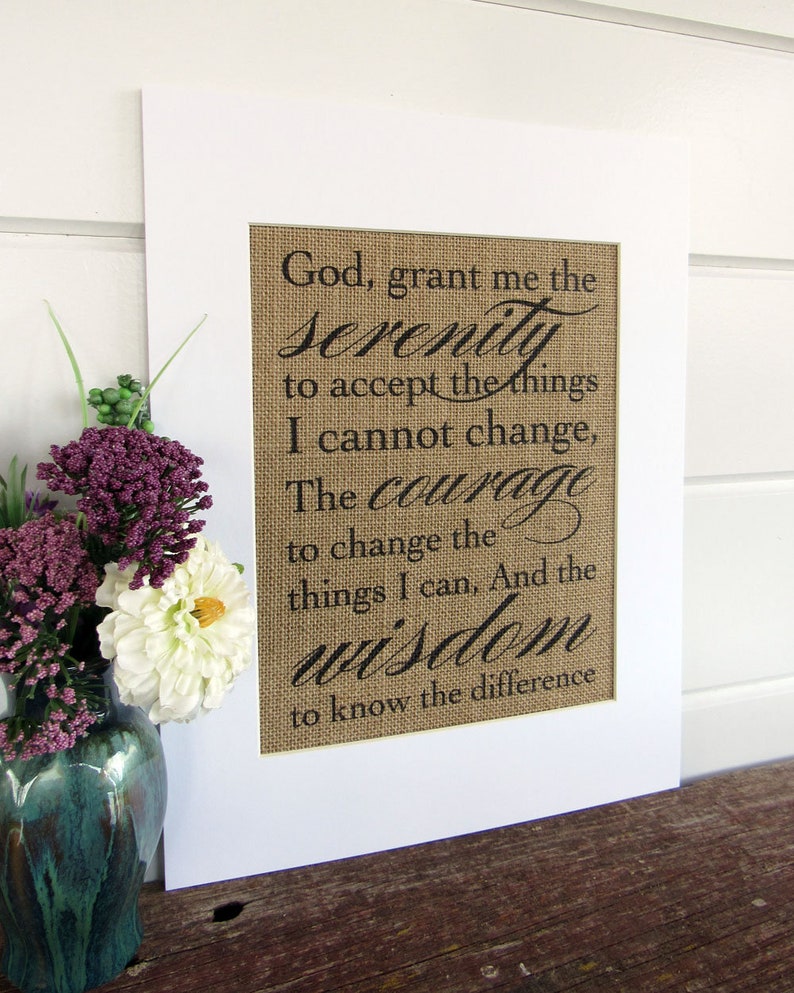 SERENITY PRAYER - burlap or canvas art print image 2