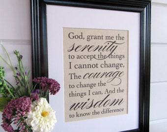 SERENITY PRAYER - burlap or canvas art print