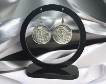 Australian Coin Earrings: Vintage 10 Cent Silver - Handmade Design