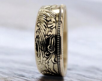 Anillo japonés, anillo japonés para mujer, anillo japonés, anillo japonés de 50 sen, anillo japonés con moneda de bronce, anillo japonés de metal, anillo japonés con moneda de 50 sen