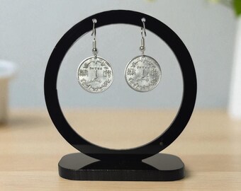 Moroccan Coin Earrings: Authentic 1951 Franc - Lightweight Dangle