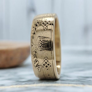 Ukraine Hryvnia Ring, Ukraine Designer Ring, Ukraine Symbol Ring, Ukraine Trident Tryzub Ring, Ukraine Pattern Ring, Ukraine Style Ring