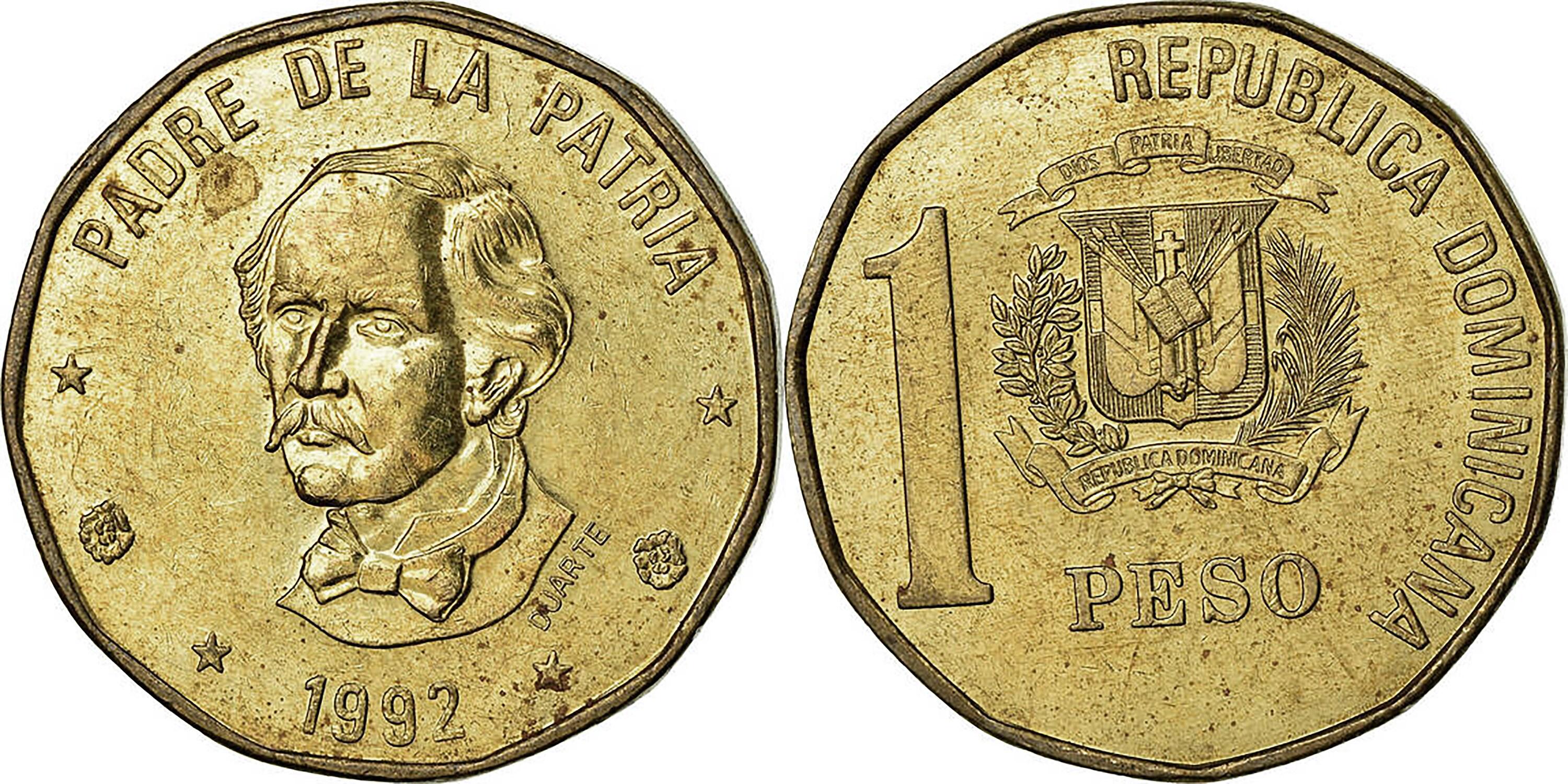 ドミニカ共和国、1ペソオロ、 ドミニカ共和国 コインリング 1ペソ 1992年、男性用コインリング、女性