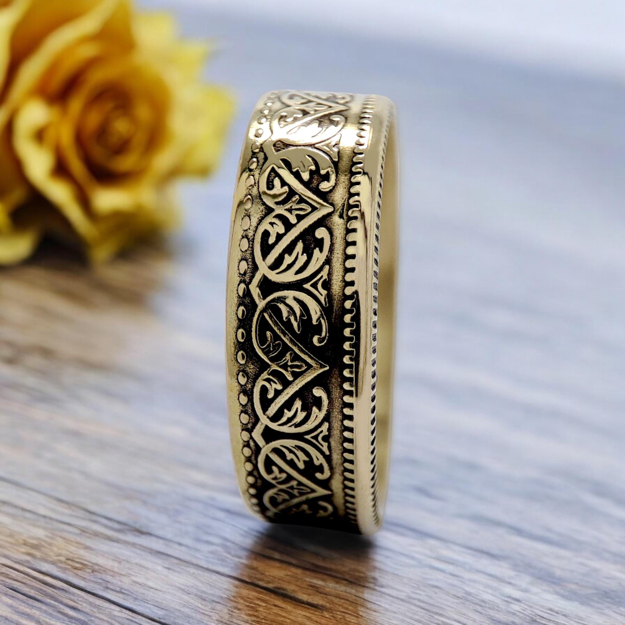 Indian Coin Ring, 10 Rupees 1875 (replica), Man Ring India, Indian