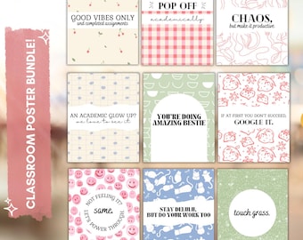 Gen Z Classroom Posters – Trendy Cutesy 9-Poster Bundle, Digital Download