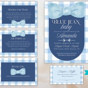 Blue Jean Baby Shower Invitation Set: Denim Theme (Digital Download)