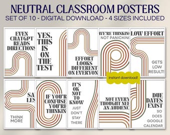 Retro Motivational Classroom Poster Set | Gen Z Teacher Decor (Digital Download)