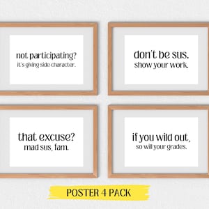 Gen Z Slang Classroom Posters | Funny 4-Pack | Digital Teacher Decor for Middle & High School | Instant Download