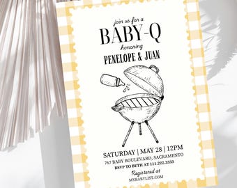 Baby-Q Baby Shower Invitation: BBQ Theme (Digital Download, Personalized)
