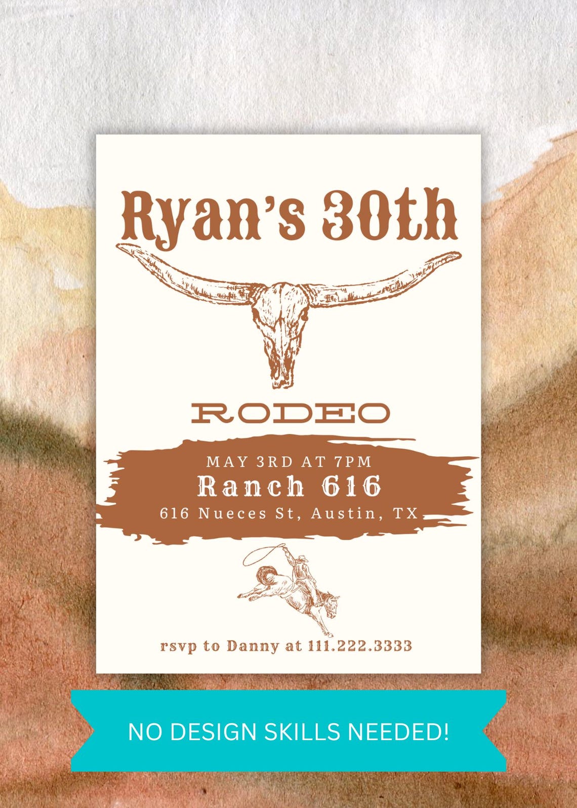 Writing Template Rodeo Editable 30th Birthday Rodeo Invitation Template | Rustic Western ...