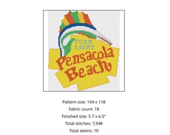 Pensacola Beach Sign Needlepoint Chart