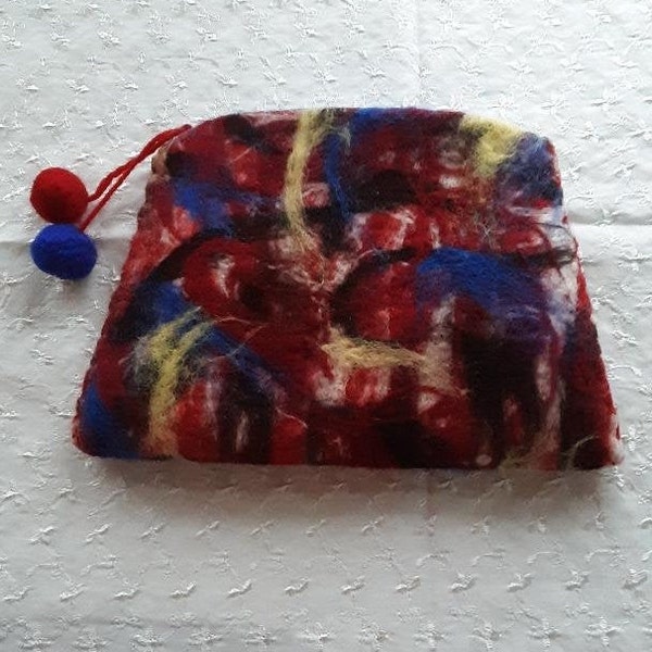 Soft Colorful FELTED WOOL CLUTCH Bag Purse One of a Kind  for Mother's Day gift