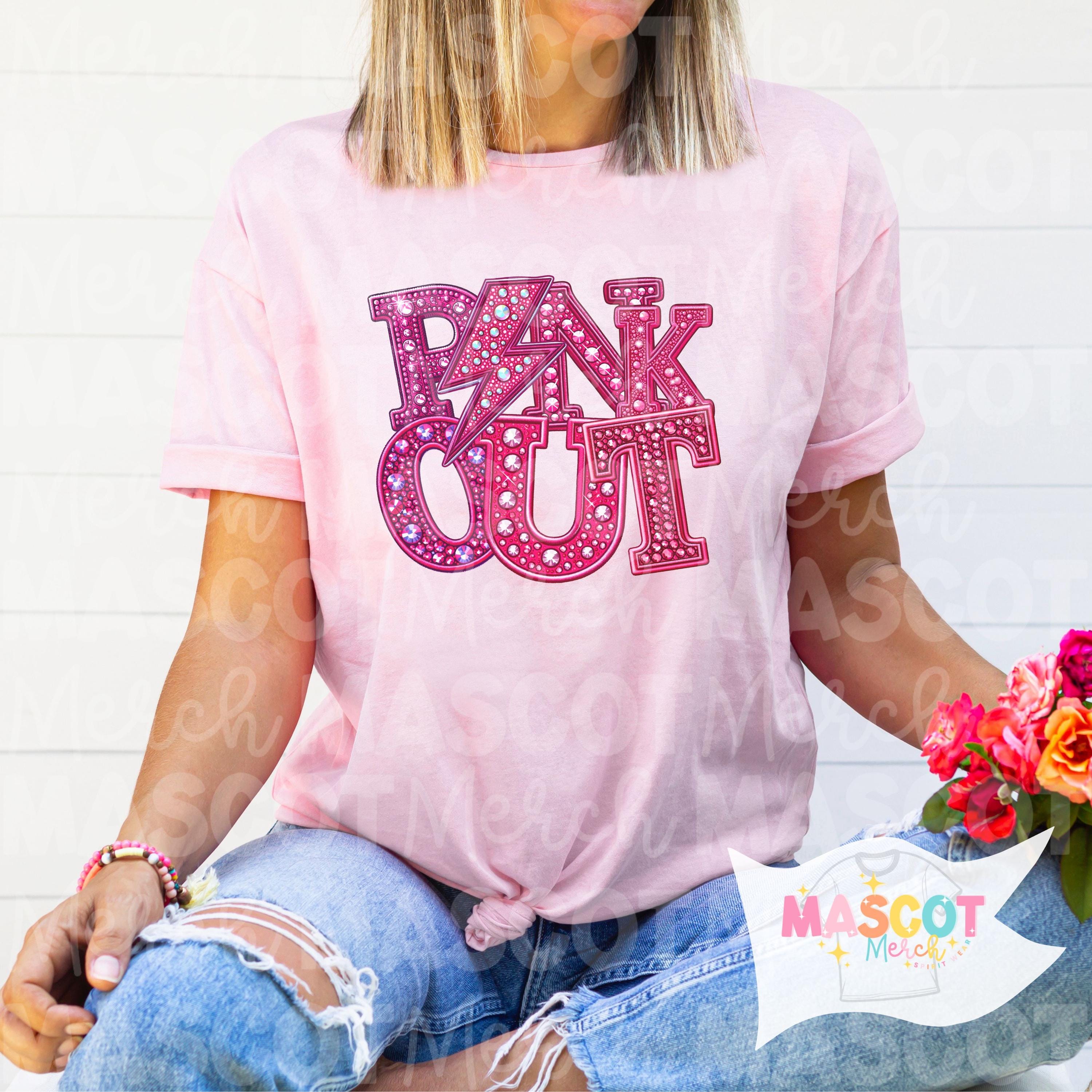 Pink Out Spirit Faux Rhinestone T-shirt; October Pink T