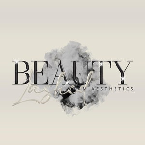 Modern white and black logo design, beauty logo, makeup logo, luxury business logo, shiny logo, aesthetics logo, brows lashes