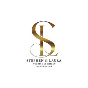 Monograma de casamento elegante, logotipo de casal de noivos, logotipo inicial, design de logotipo pré-fabricado, monograma de casamento minimalista, monograma para salvar a data