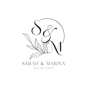 Hochzeit Logo-Design, Hochzeit Monogramm SVG, Modernes Logo, Vorgefertigtes Hochzeitslogo, Minimalistisches Logo, Blumenhochzeit Monogramm Logo