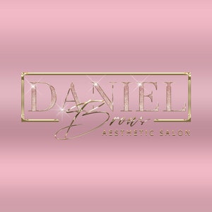 Glossy Gold makeup logo, premade brow logo, signature logo design, lash logo, beauty logo, salon glittery logo, business logo