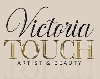 Premade Gold Glitter Beauty Logo, Modern Lash Logo