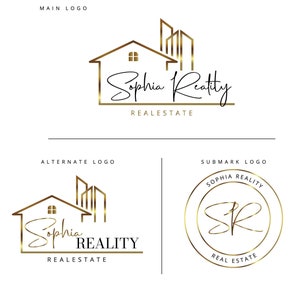 Premade Real Estate Logo Design, Premade Logo Design, Realtor Logo, Gold Real Estate Logo, Signature Logo, Modern Real Estate Logo