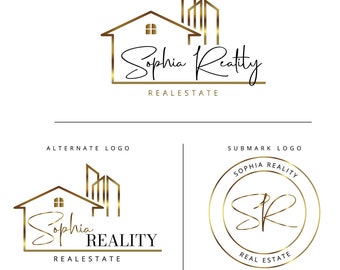 Premade Real Estate Logo Design, Premade Logo Design, Realtor Logo, Gold Real Estate Logo, Signature Logo, Modern Real Estate Logo