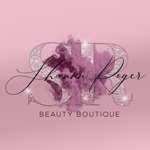 Lilac Watercolor Logo, Smoke Logo, Makeup Artist Logo, Lashes Logo, Signature Logo, Beauty Logo, Boutique Logo, Hair Logo, Nails Logo