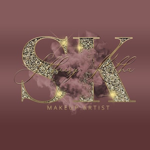 Modern beauty logo, glitter logo design, makeup artist logo, hairstylist logo, gold logo, lashes logo, boutique logo